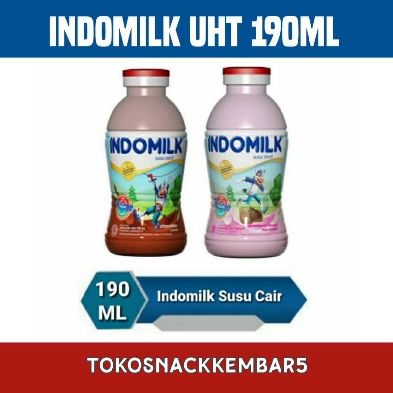 

Indomilk UHT botol 190ml Coklat Strawberry per Botol