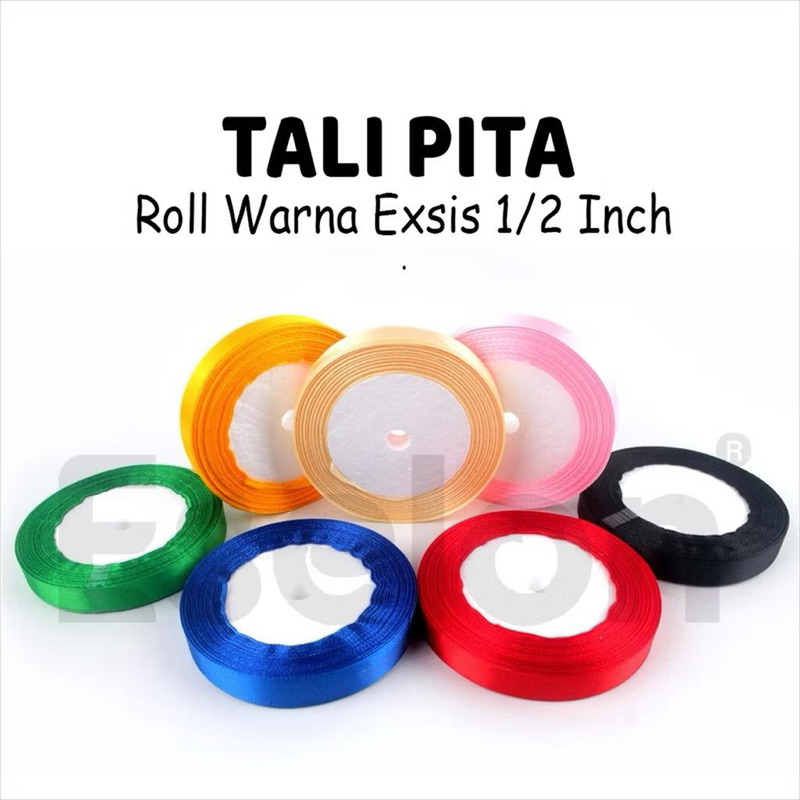 

1rol Pita Satin Warna Warni 1/2 inch Polos / Pita kado & Bucket