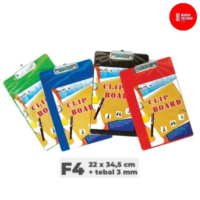 

Clipboard/Clip Board/Papan Jalan/Ujian/Dada Plastik Folio/F4 Butek Murah Topla + Penjepit