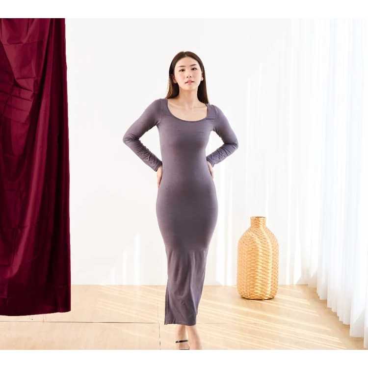 RB Sexy Maxi Dress Bodycon Korean Style Long slevee - Long Dress Lengan Panjang