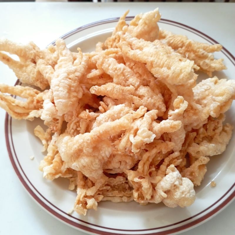 

KERIPIK CEKER AYAM / KRIPIK CEKER KAKI AYAM TANPA TULANG / USUS AYAM BALI