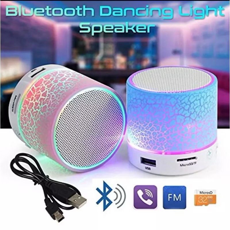 Speaker Mini Bluetooth Musik Box S10 Motif Retak Led Portable Wireless Speaker Lampu Super Bass Blut
