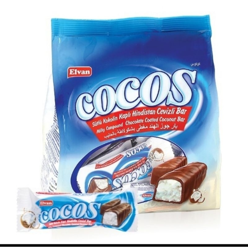 

Elvan Coklat Kelapa Cocos Milk Chocolate Coated Coconut Bar Cokelat isi Kelapa 300gr Coklat turki