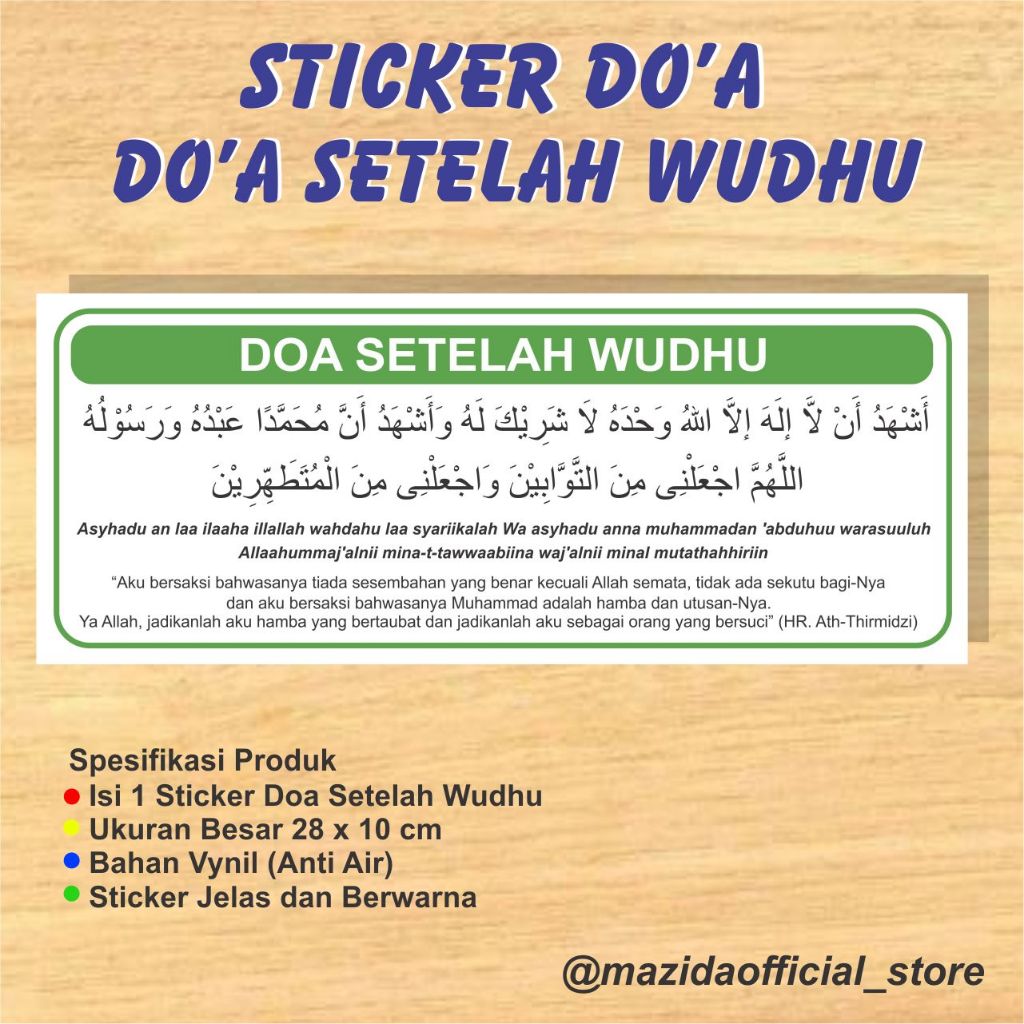 

Sticker Doa Setelah Wudhu Ukuran Besar Anti Air Vynil
