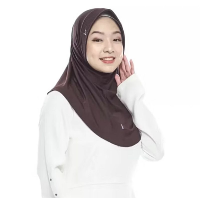 PRELOVED HIJAB BERGO HAMIDAH CHOCO/COKLAT PRAMUKA (M)
