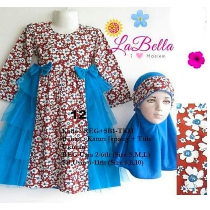baju anak perempuan merk labella warna biru