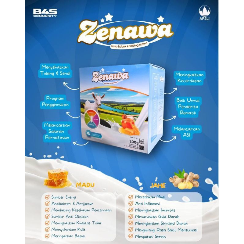 

ZENAWA Susu bubuk Etawa Original/ Zenawa susu kambing isi 8 sachet