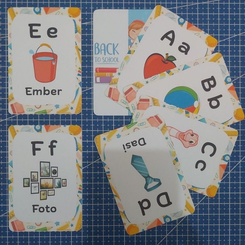 Flash Card Alphabet Huruf Besar Kecil Bolak Balik