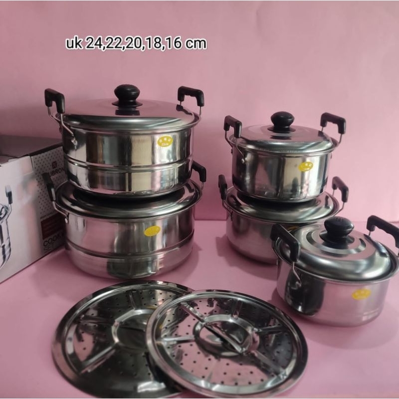 PANCI SET 5 SUSUN / PANCI STEAMER / PANCI SUSUN + STEAMER STAINLESS STEEL