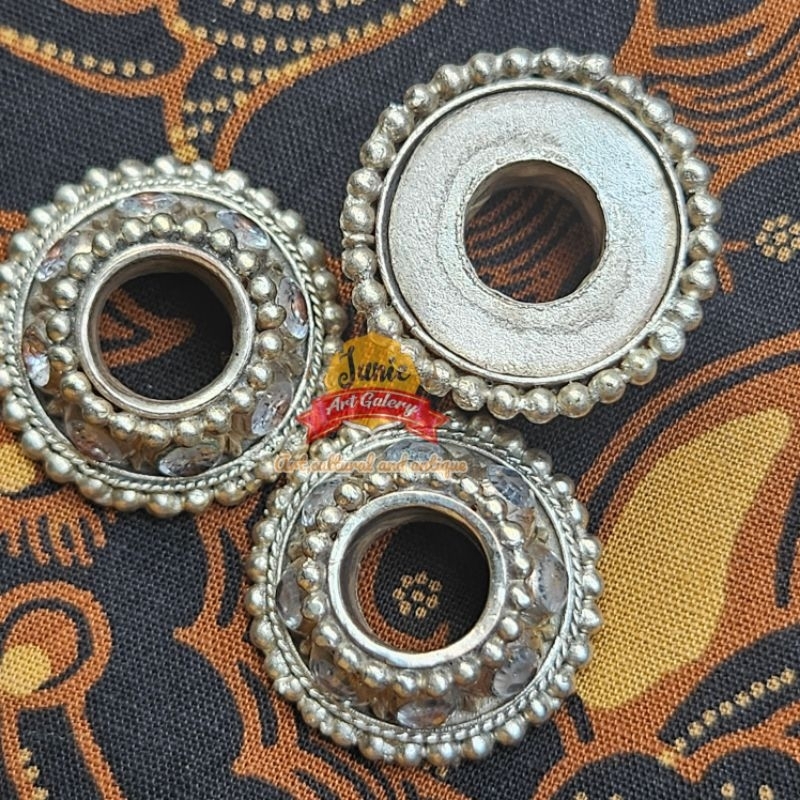 Mendak Tembaga Lapis Perak Batu Permata Yakud - aksesoris Warangka