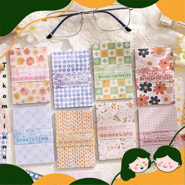 

1 set isi 50 pcs emotional writing deco paper vintage estetik kertas hias jurnal scrapbook HB1964