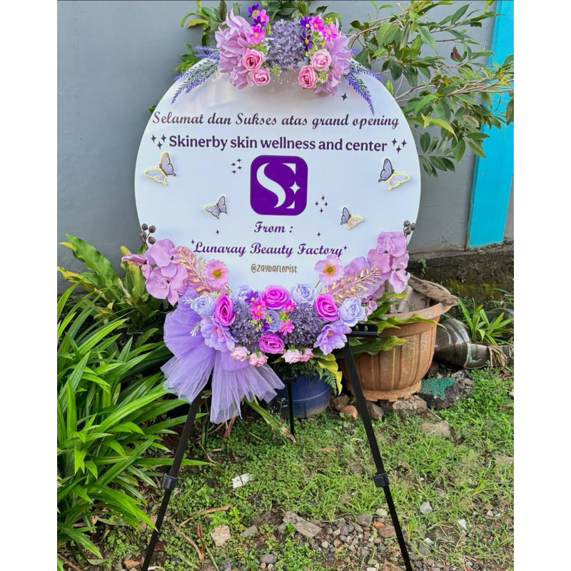 papan nama/papan akrilik/papan bunga acrylic/papan grand opening/papan wisuda Flower Standing Acryli