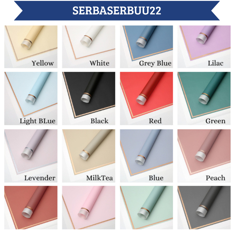 

Isi 20 LEMBAR Flower Wrapping Paper Varian List Gold Frame Transparan Kertas bunga cellophane Florist Kertas Kado KB05 SS22