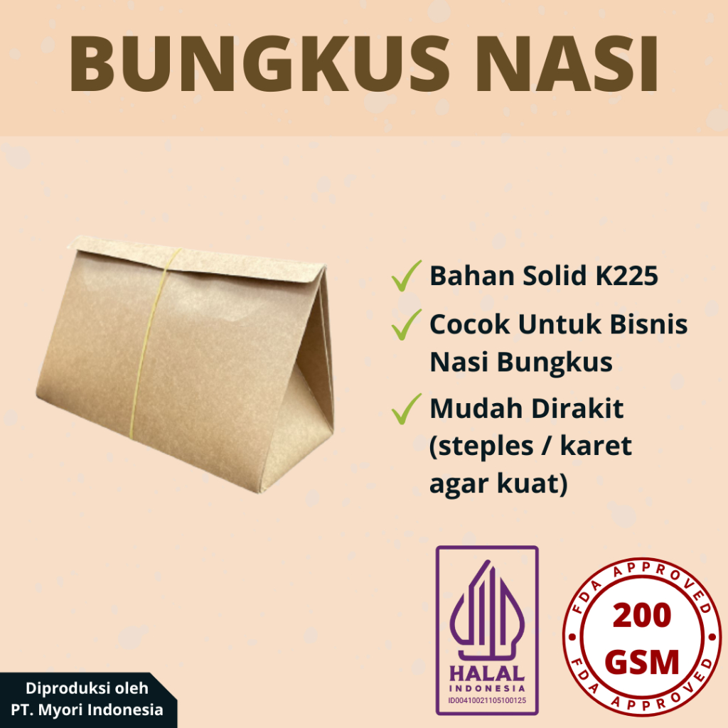 Bungkus Nasi Lipat | Rice Pack | Kraft + Laminasi