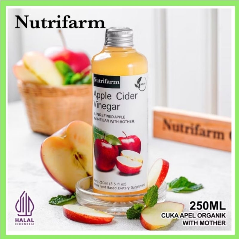 

Nutrifarm Cuka Apel with mother | Cuka Apple Cidder Vinegar Asli Orginal | Cuka Sari Apel Bpom Halal 250Ml