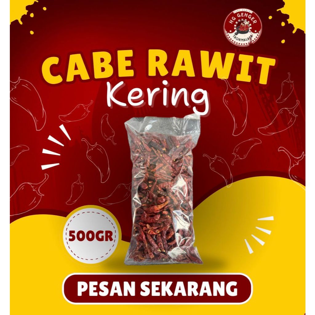 

HG GEHGER Cabe Rawit Kering Merah Tanpa Tangkai 500Grm Grade 1/A PremiumTeja Super Pedas Chili Oil
