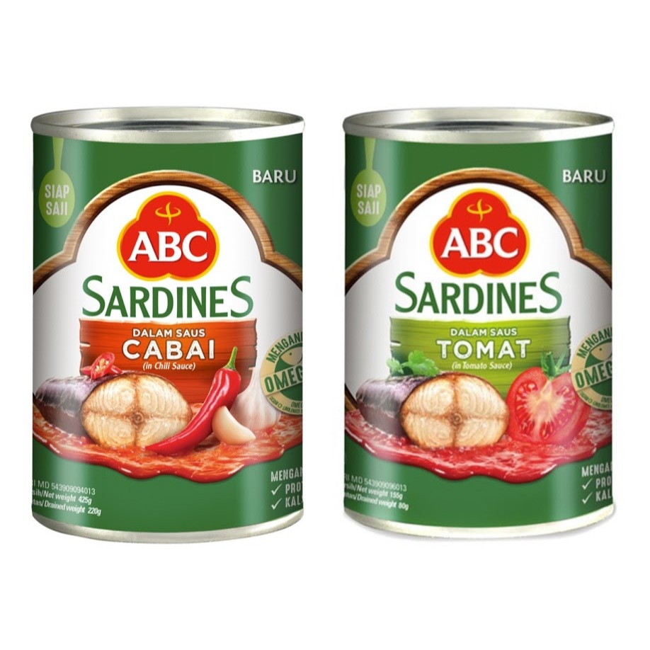 

ABC Sardines Saus Cabai 155gr | Saus Tomat 155gr | Ikan Sarden Saus Tomat & Saus Cabai