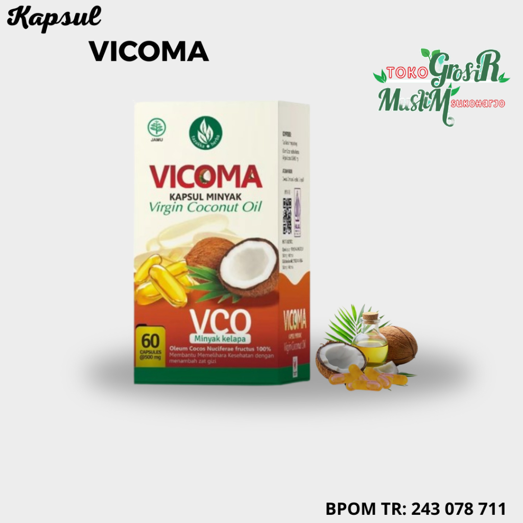 Kapsul vicoma minyak vco oli tazakka isi 60 kapsul VICOMA Ekstra Virgin Coconut Oil halal bpom