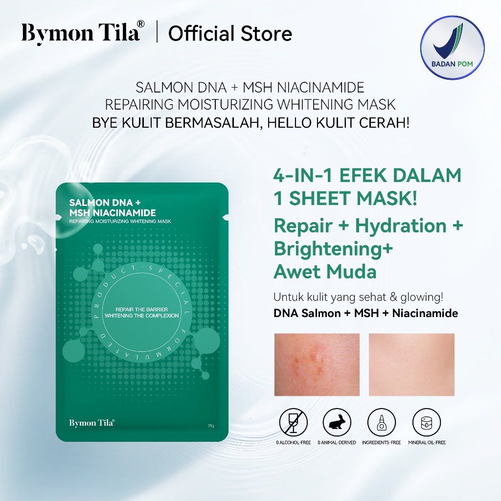 BymonTila 25g Whitening Repair Masker Salmon DNA + Niacinamide  Wajah 25g Hydration 1pcs3pcs5pcs8pcs