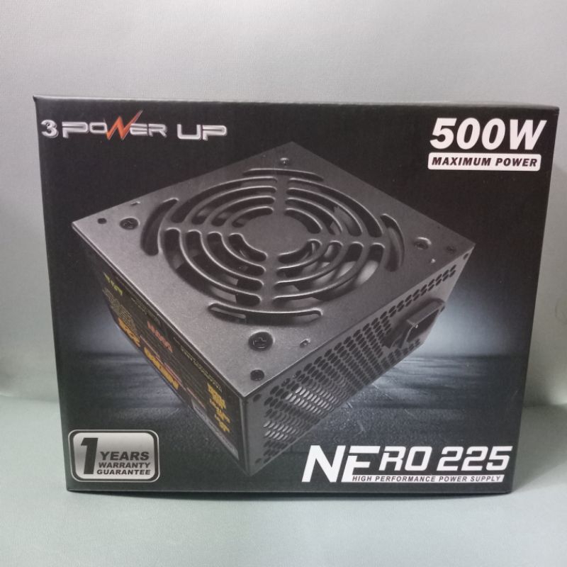 Power Supply 3 PowerUp 500 Watt Nero 225 / 600 PSU ATX Komputer Power Up 500Watts