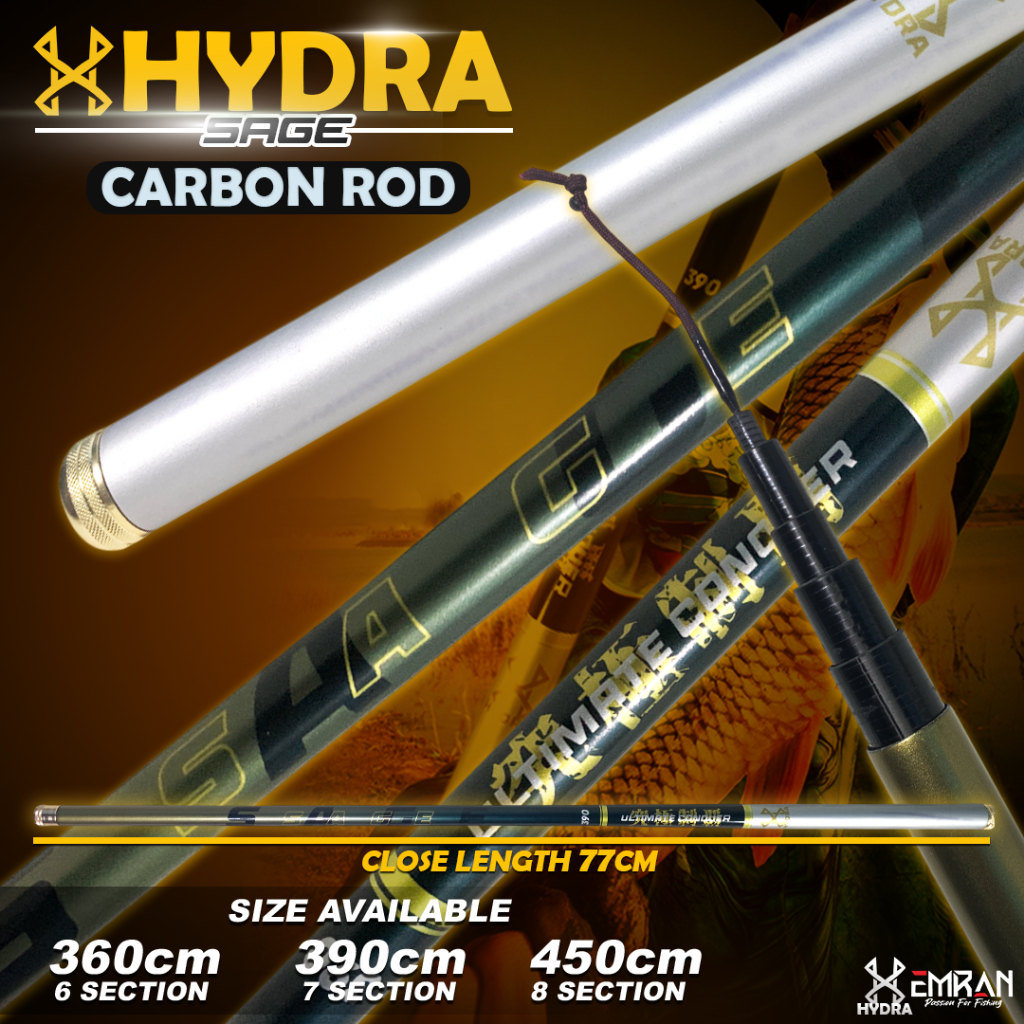 Joran Pancing Tegek Hydra Sage Bahan Carbon Medium Hard Ringan