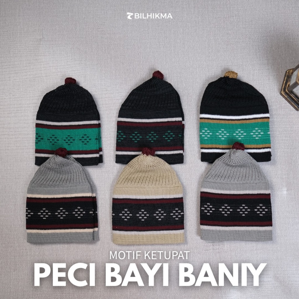 Bilhikma Peci Anak Bayi Rajut Motif Ketupat Cap Baniy