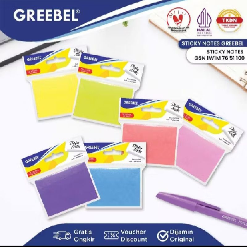

GREEBEL STICKY NOTES 100 LEMBAR (1W1M 76 51)
