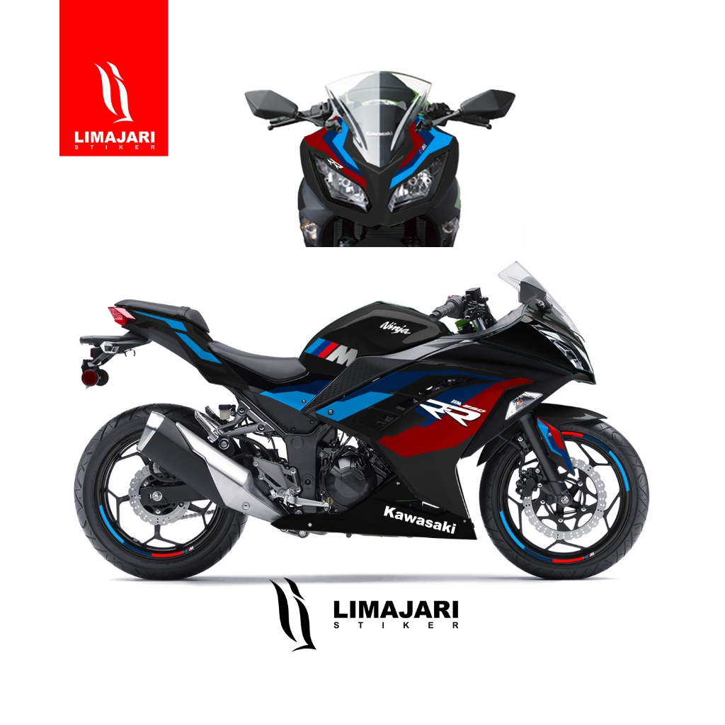 Decal stiker striping ninja 250r fi bmw black limajari sticker