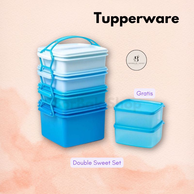 Double Sweet Set Tupperware | Rantang Biru Tupperware | Rantang 4 Susun Tupperware