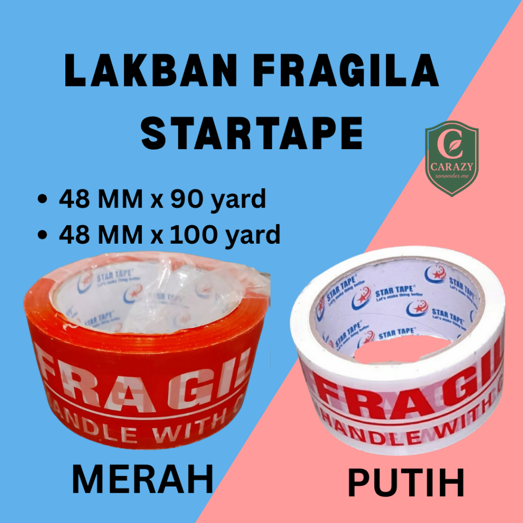 

Star Tape Lakban Fragile 48mm x 100 yard | Lakban Fragile Handle With Care Merah/Putih