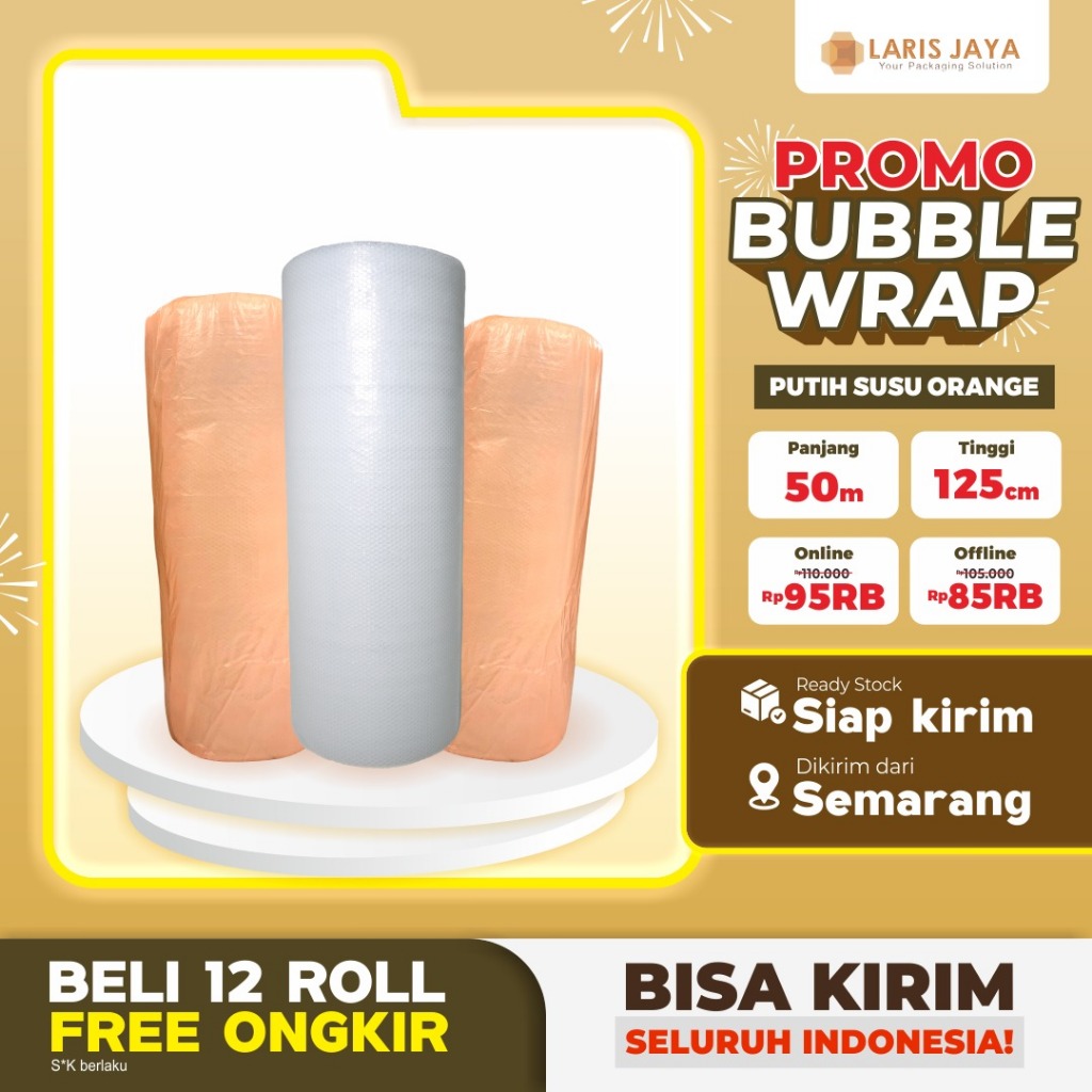 

Bubble Bening Plastik Orange 50m x 125cm Termurah Semarang Plastik Gelembung Siap GoSend