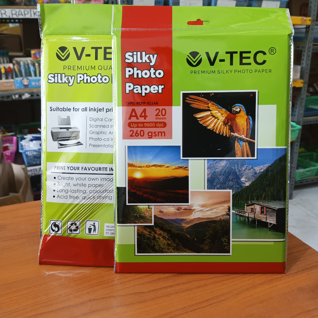 (1 Pack) Kertas Foto doff / Photo Paper v-tec - Silky A4 260gsm