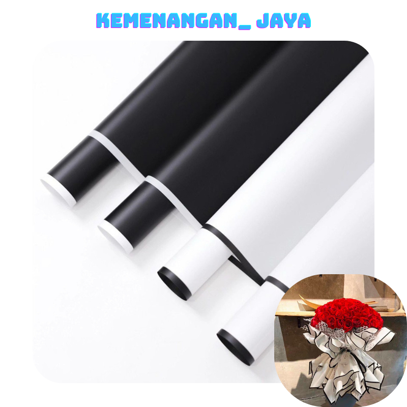 

Kertas Buket Bunga Flower Wrapping Black White Cellophane Paper List Hitam Putih KB006