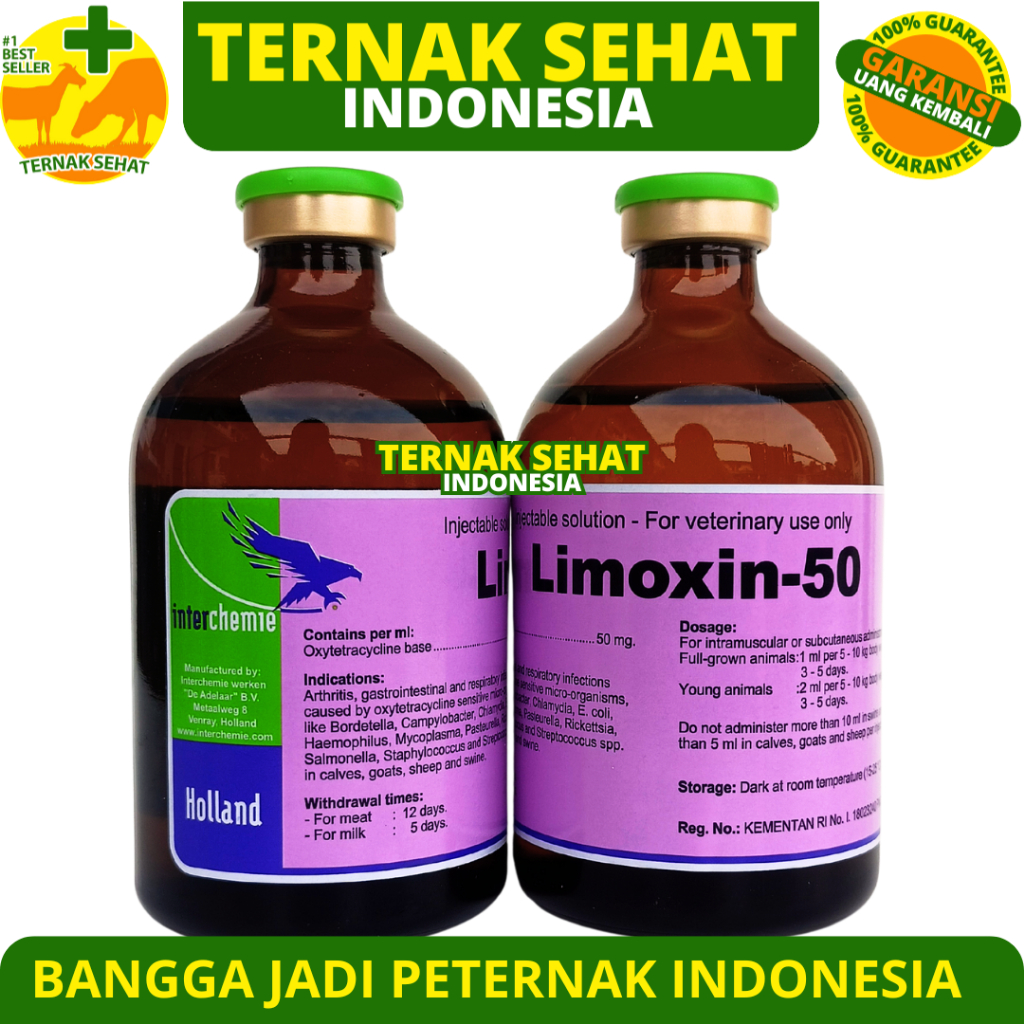 LIMOXIN 50 isi 100 ml Antibiotik Hewan Spektrum Luas Hewan Sapi - Like Proxyvet Kaloxy Vet