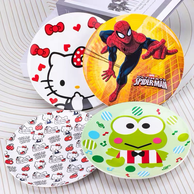 asad Piring Melamin Ceper Melody Kuromi Cinnamoroll Spiderman Diameter 20cm Piring Snack Anak