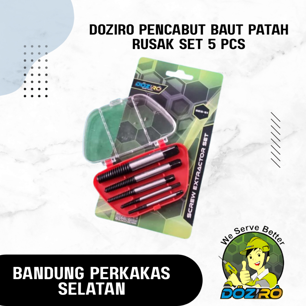 Hand Tap Doziro Ulir Balik Pencabut Baut Patah Rusak Set 5 pcs