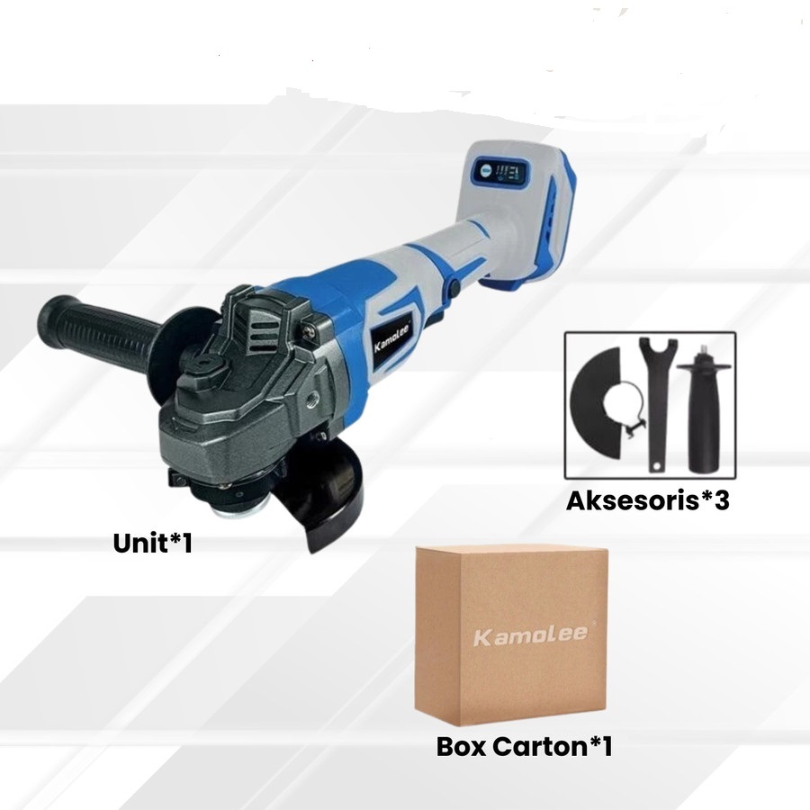 Mesin Grinda Tangan Baterai Brushless Kamolee - Cordless Angle Grinder 4 Inch Gerinda Mini Portable 