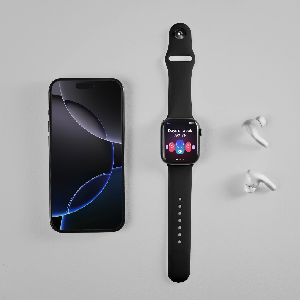 Mockup Apple iPhone 16 & Watch Series 10 | PSD File editable
