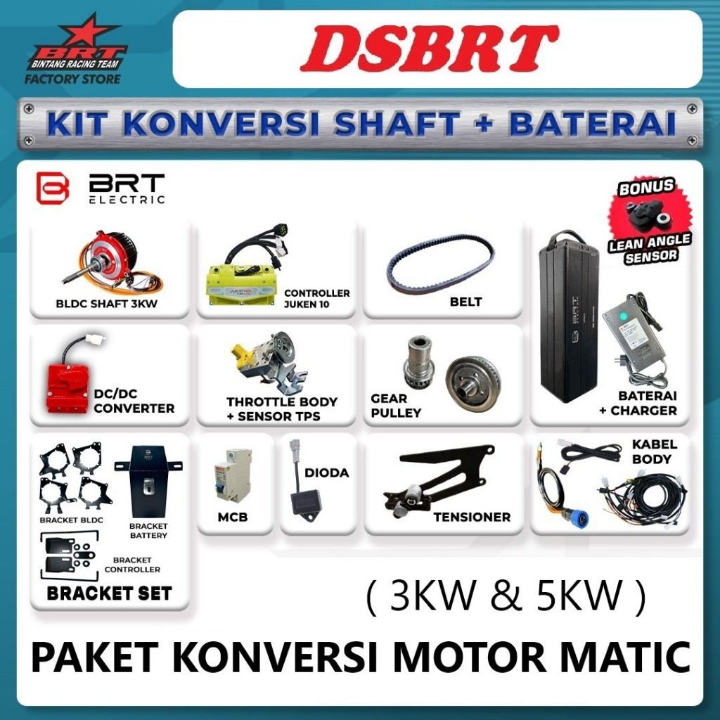 PAKET KONVERSI EV BRT MOTOR LISTRIK MATIC BEBEK SPORT 2000 3000 5000 WATT 2KW 3KW 5KW BEAT SUPRA SCO
