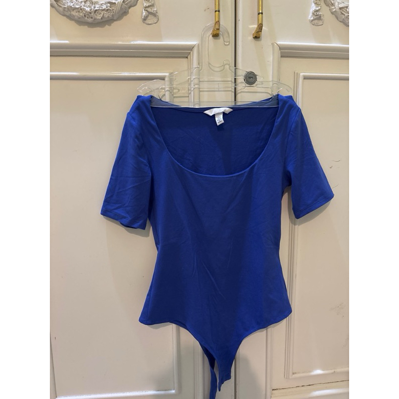atasan blue wanita bodysuit hnm preloved