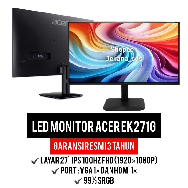 Monitor Acer EK271G 27" IPS FHD 120Hz Garansi Resmi 3 Tahun Monitor Acer 27" IPS FHD 120Hz Monitor 2