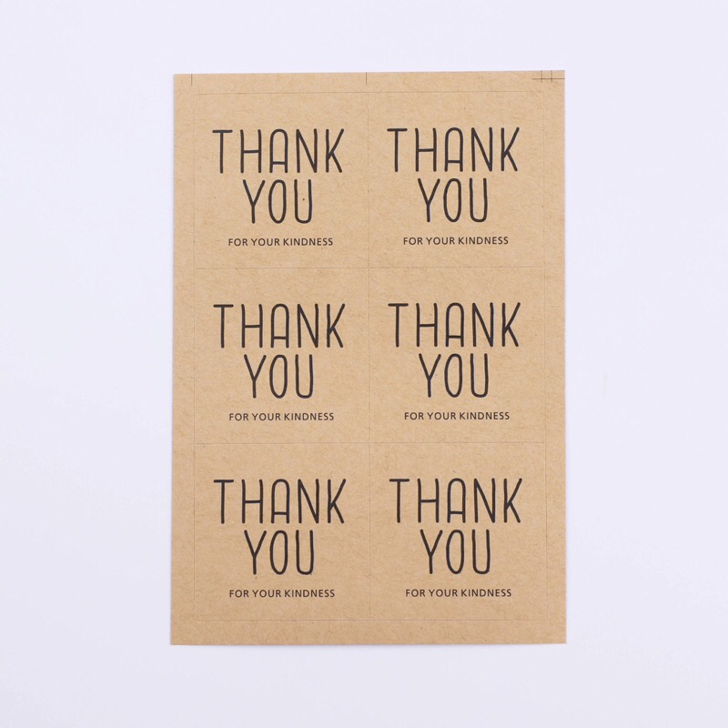 

60pcs stiker thankyou hitam dan putih unik cantik