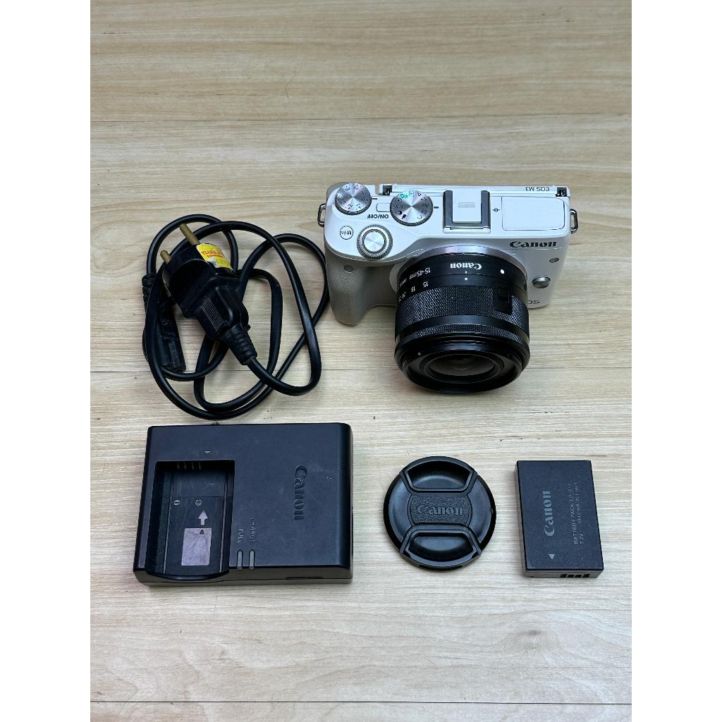 KAMERA CANON EOS M3 + LENSA KIT 15-45MM STM BEKAS WARNA PUTIH/WHITE