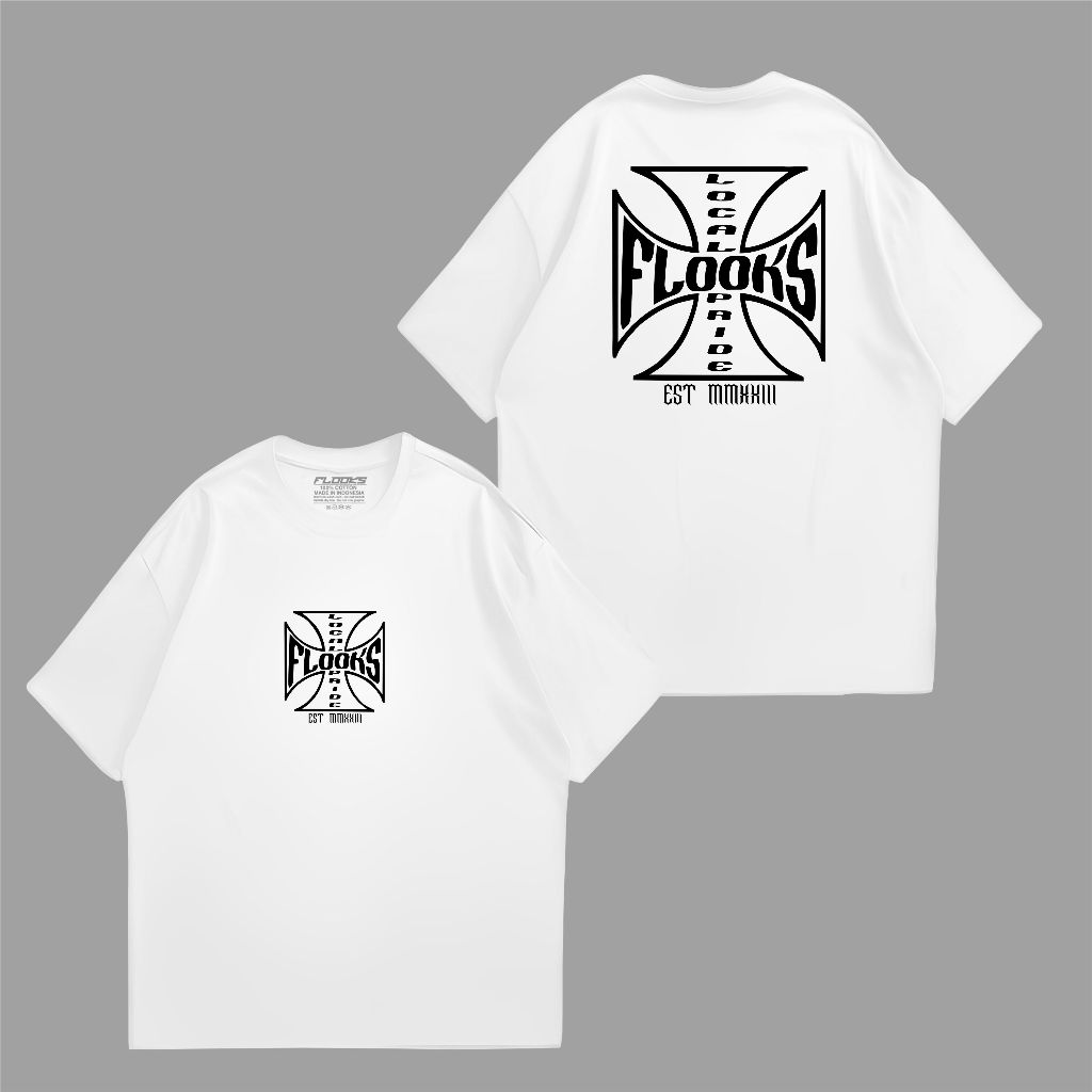 Flooks Tshirt FLKS Local Pride Logo indenpendent  Kaos Hitam Putih FLKS
