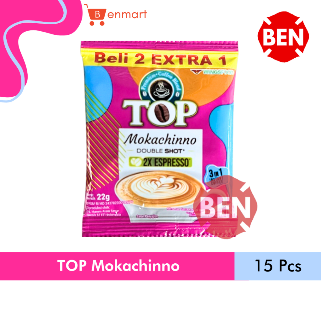

Top Coffee MOKACHINNO Double Shot 2x Espresso 1 Renceng - 3 in 1 Instant Kopi Moka Premium Coffee Blend