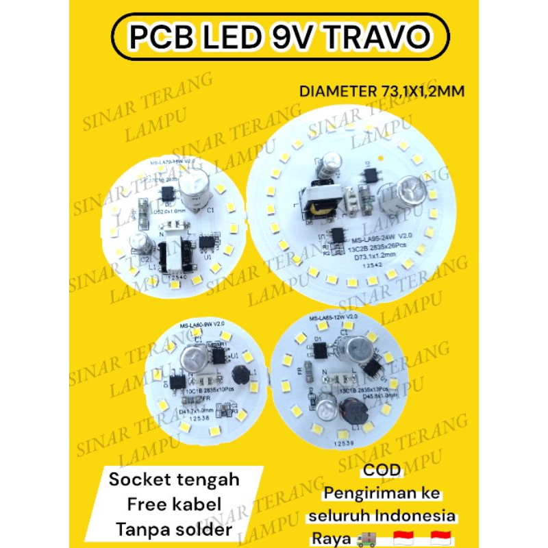 (SINAR TERANG LAMPU) PCB LED AC 9 VOLT PCB LED PHILIPS PANASONIC HANNOCHS VISICOM INLITE MODUL LAMPU