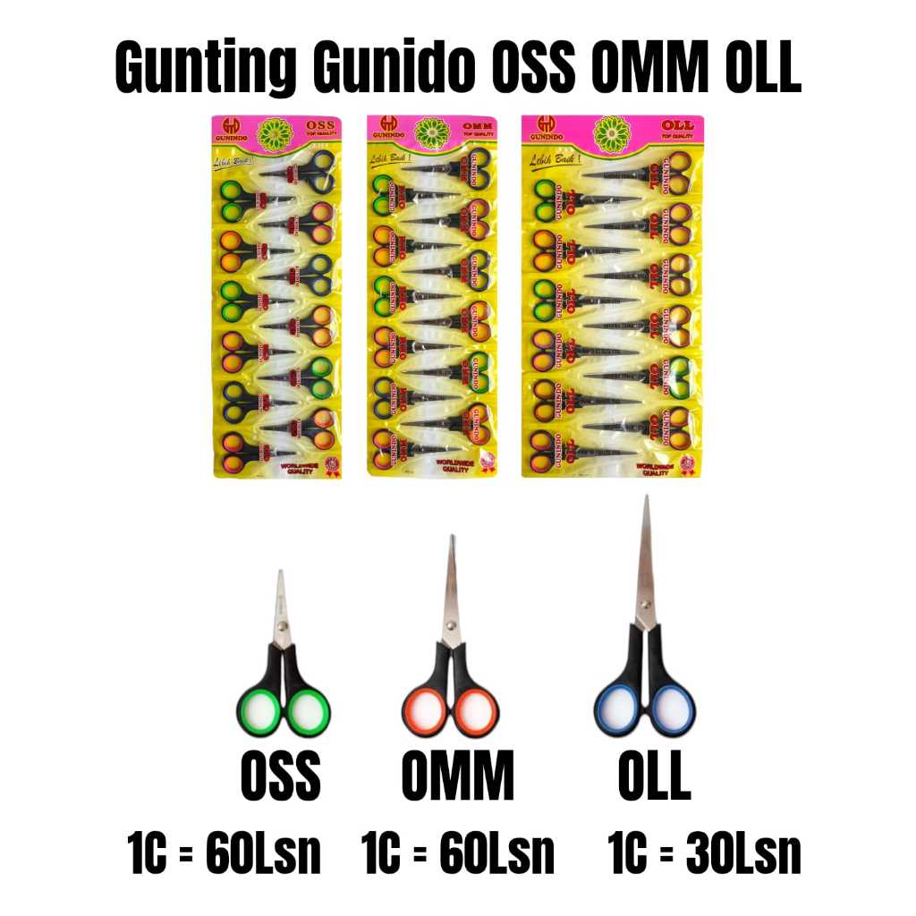 

(1 Pcs) Gunting Gunindo Rentengan OSS OMM OLL DX-8 / Scissor Gunindo Kecil Sedang Besar DX-8