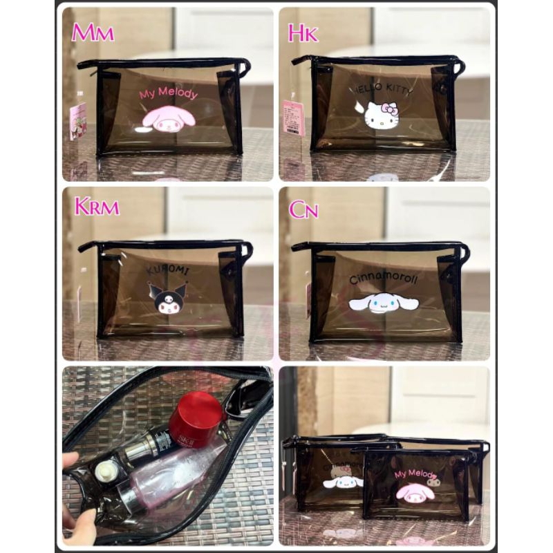 Pouch cosmetic mika black / dompet cosmetic melody kuromi uk26x9x17