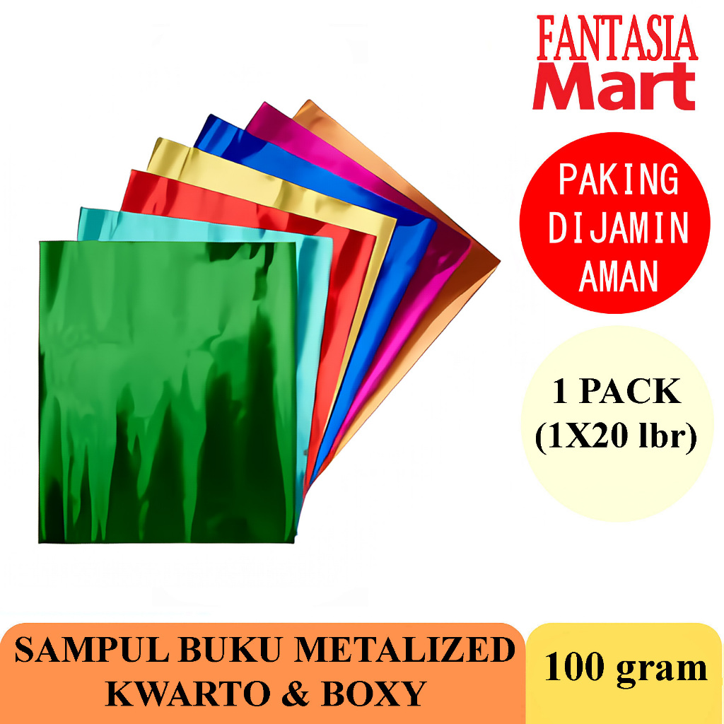 

WORRY SAMPUL BUKU METALIZED WARNA WARNI BOXY KWARTO PACK 20 LEMBAR FANTASIA DENGAN PAKING AMAN