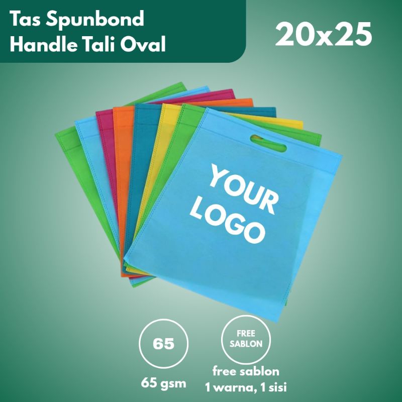 

[SABLON] Tas Spunbond OVAL Goodiebag Ukuran 20x25 Tebal Polos 65-70GSM Model Tali Oval